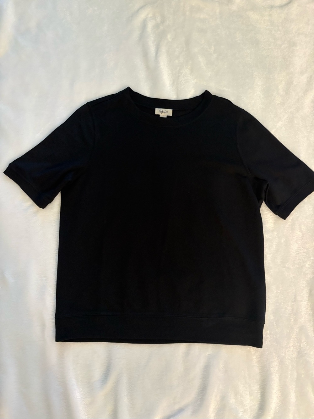 Style & Co. Black Short Sleeve Crewneck Top